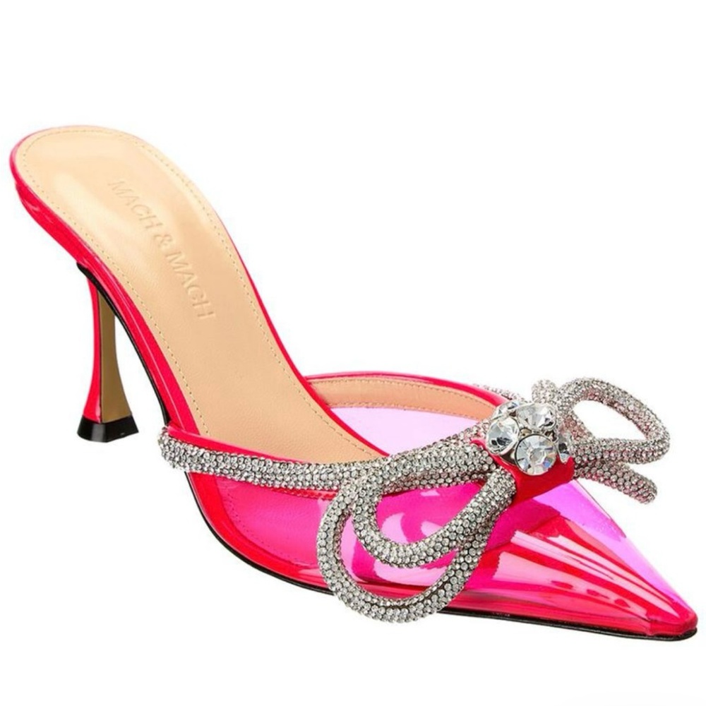 Mach & Mach Double Bow Vinyl & Leather Mule